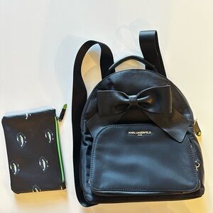 Karl Lagerfeld Black Backpack with Bow